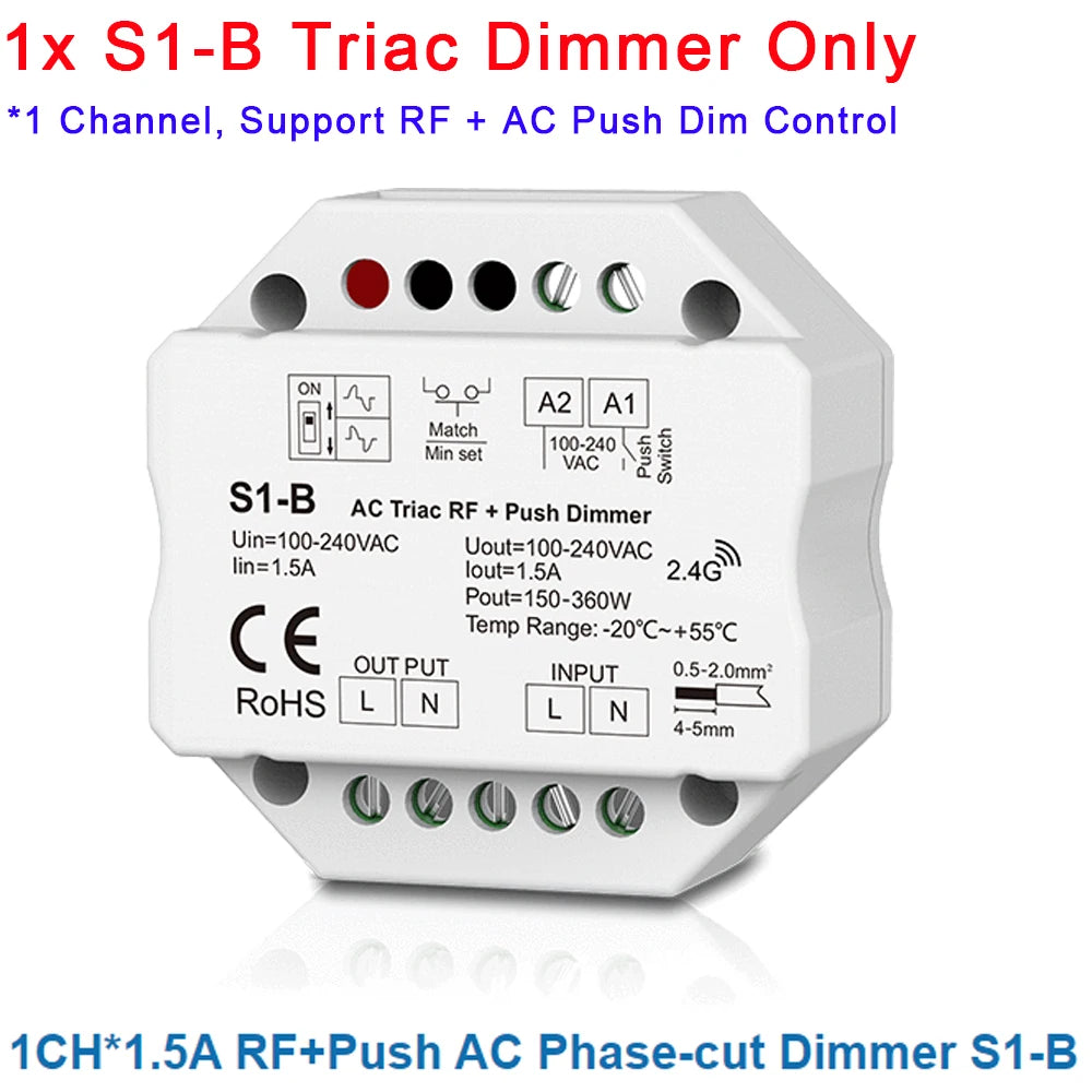 interrupteur lumière blanc moderne variateur rf push triac dimmer ac phase cut 240w pwm