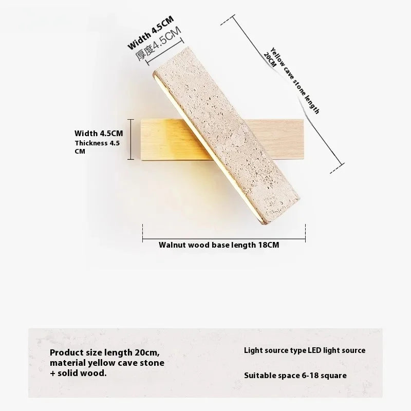 lampe murale moderne bois texture granulaire beige brun clair interrupteur câble opacité minimaliste chambre