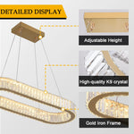 suspension lumineuse moderne strass cristal transparent doré minimaliste led commandes distantes