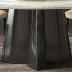 table ronde moderne marbre blanc gris chaises 120cm 130cm 135cm 150cm 160cm 180cm