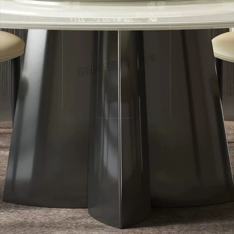 table ronde moderne marbre blanc gris chaises 120cm 130cm 135cm 150cm 160cm 180cm