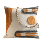 taies d'oreiller géométriques brodées modernes coton polyester blanc orange gris respectueux environnement opaques maison