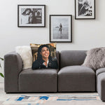 housse coussin imprimé souriant noir moderne zip invisible décoration intérieure lit maison respectueux environnement