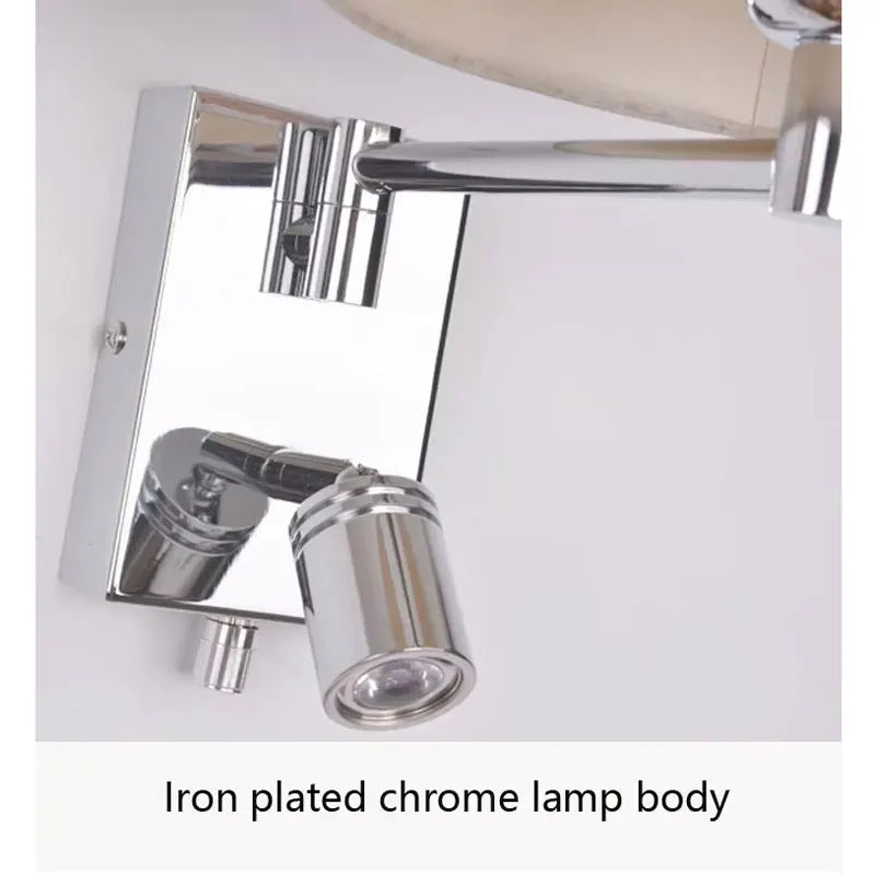 lampe murale moderne bras articulé abatjour beige chrome cuisine chambre coucher entree salles manger