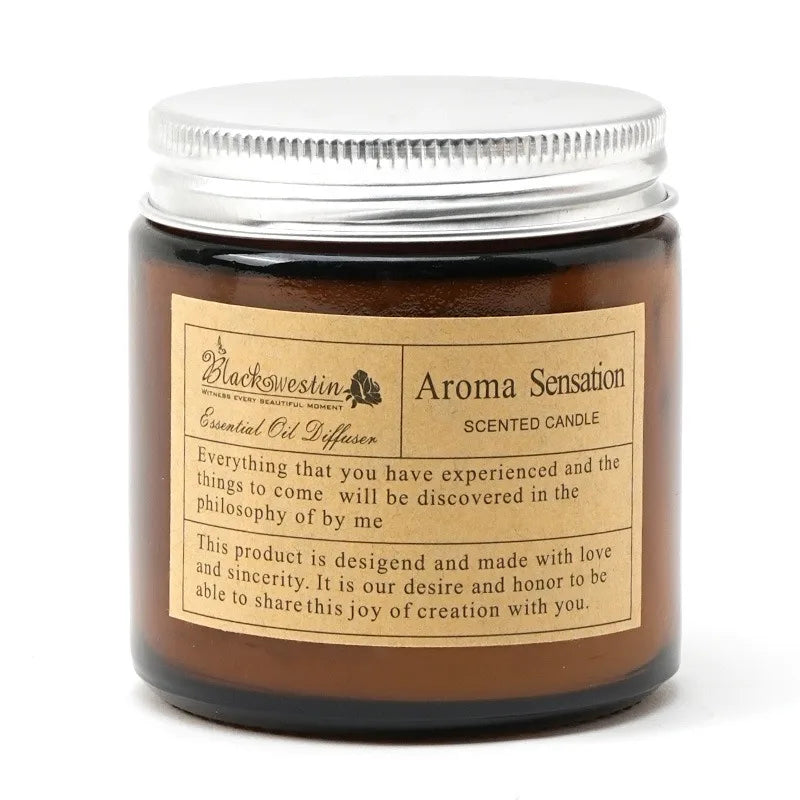 bougie parfumée marron clair scellée étiquette beige classique sans fumée 15h parfumée cadeau anniversaire