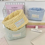 paniers rangement carreaux blancs moderne rose bleu vert jaune clair imperméable tissu coton polyester