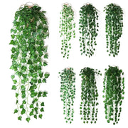 guirlande plante artificielle cascade feuilles vertes ovales suspension mur escalier balcon rustic