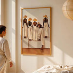 tableau moderne minimaliste abstrait femmes noires beige marron clair 20x30cm 30x40cm toile cadre bois