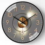 horloge murale moderne gris noir doré géométrique circulaire minimaliste quartz
