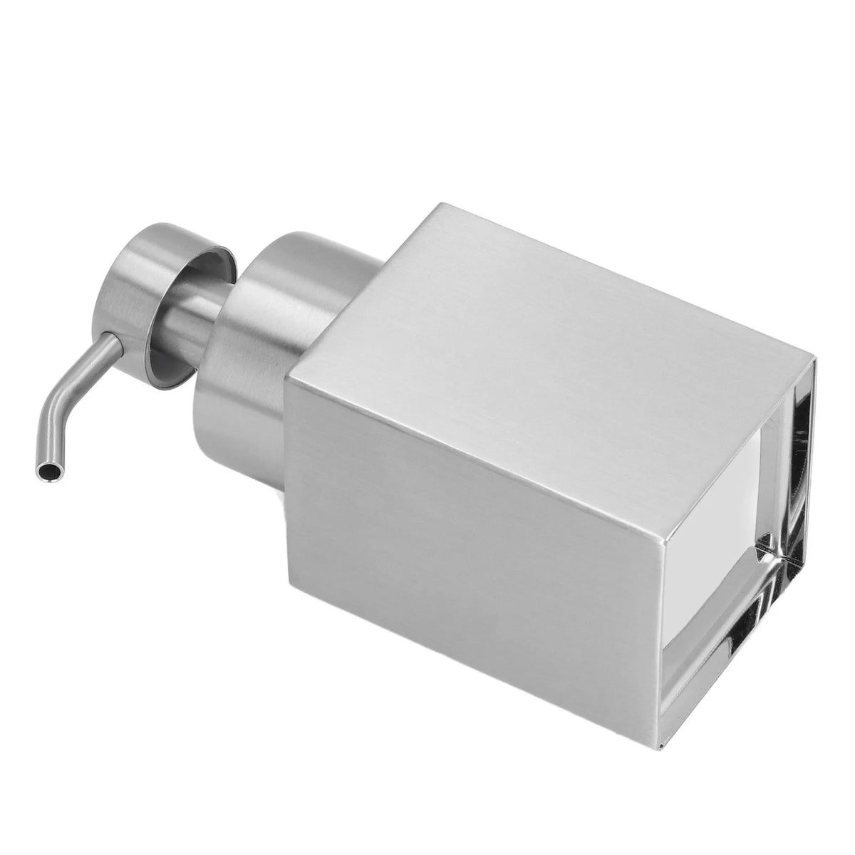 distributeur savon liquide argenté acier inoxydable finition brossée moderne minimaliste salle bains cuisine