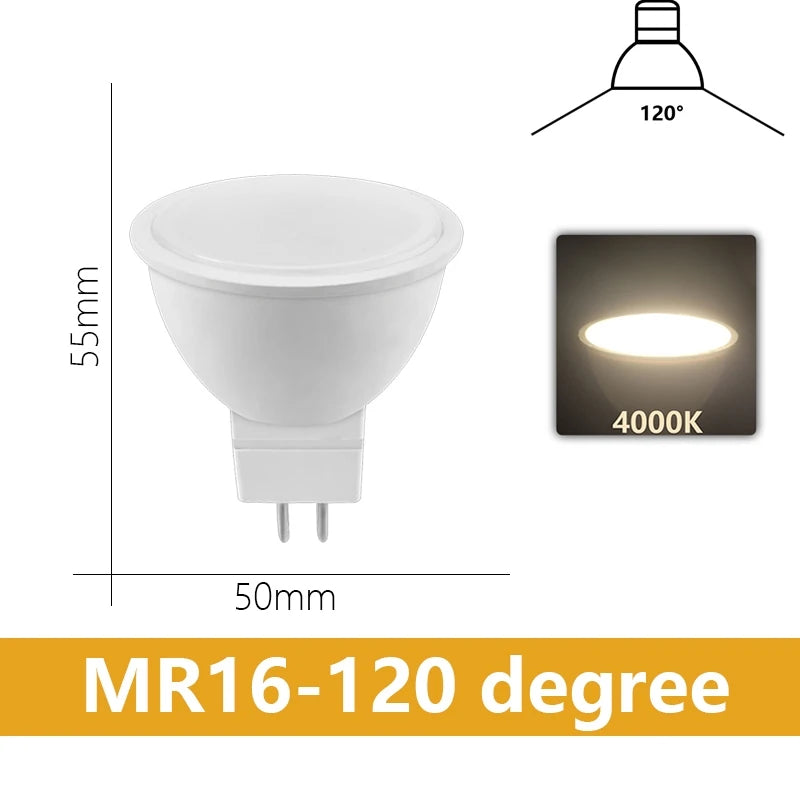 ampoules led blanc modernes 3w 5w 6w 7w 12v 3000k 4000k 6000k 120° 38°