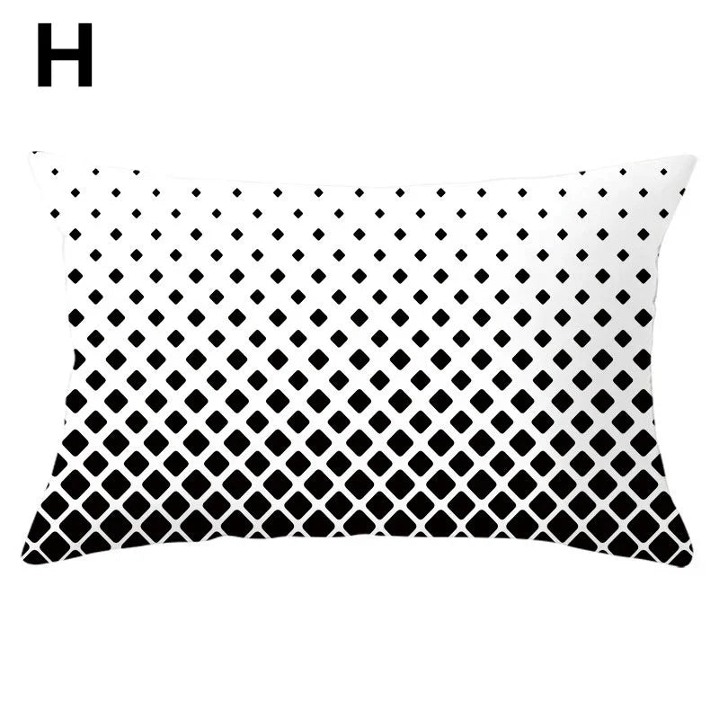coussins géométriques motifs mandalas modernes polyester noir blanc minimaliste 30x50cm