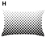 coussins géométriques motifs mandalas modernes polyester noir blanc minimaliste 30x50cm