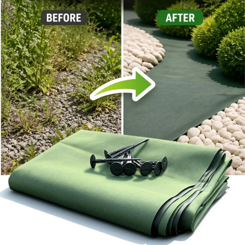 tapis antiherbe respirant antiuv jardin vert moderne tissu barriere réutilisable 5m