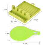 rangement cuisine support cuillère spatule couvercle casserole ustensiles moderne utilitaire transparent vert blanc gris
