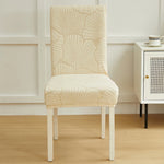 Housse chaise moderne imprimée feuilles beige clair élasthanne polyester universelle mariage banquet