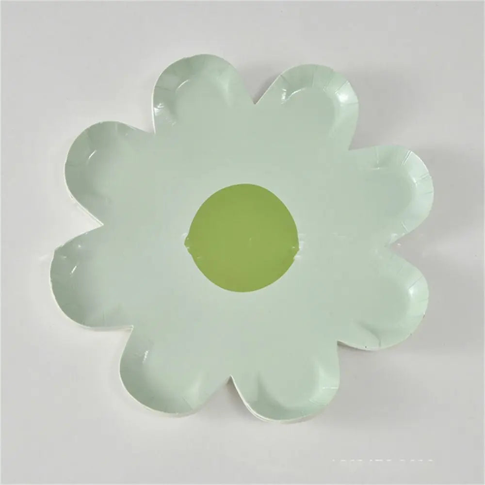 assiettes jetables fleurs dorées blanc vert jaune rose violet moderne fête enfants