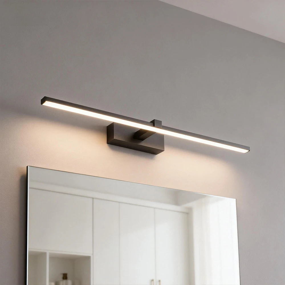 lampe salle bain led moderne noire blanche minimaliste mur fixée 40 60 80cm flux
