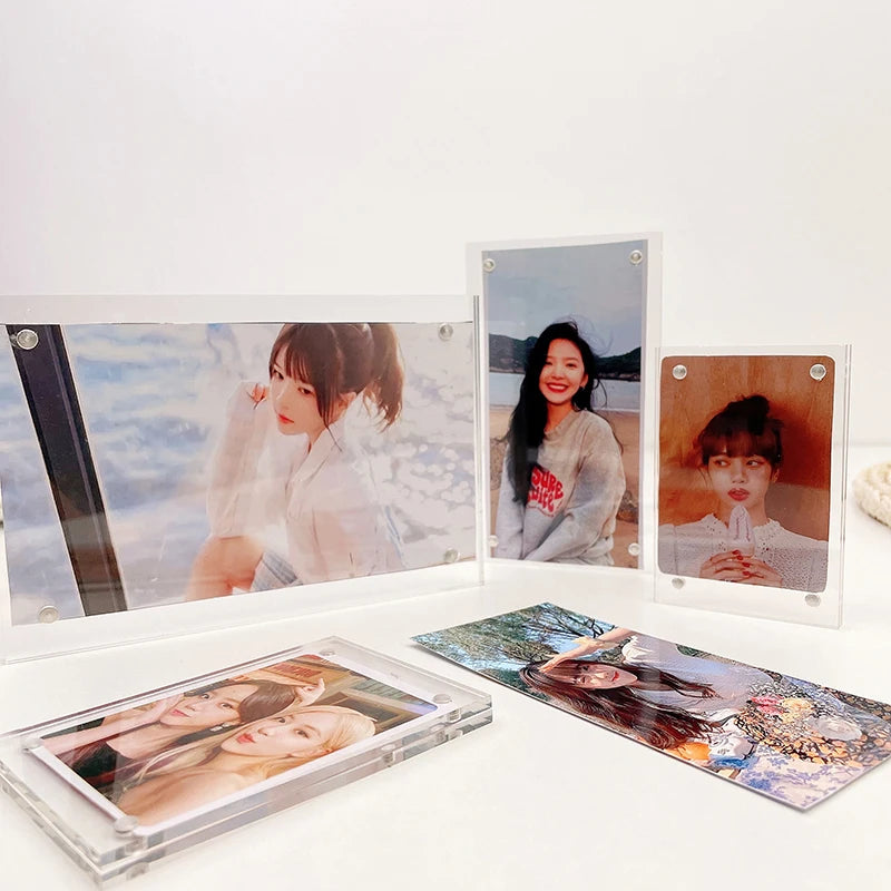 cadre photo transparent moderne clips photos fleurs séchées variante acrylique