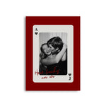 carte jouer personnalisée couple s'embrassant texte heureux cadre noir photo moderne classique