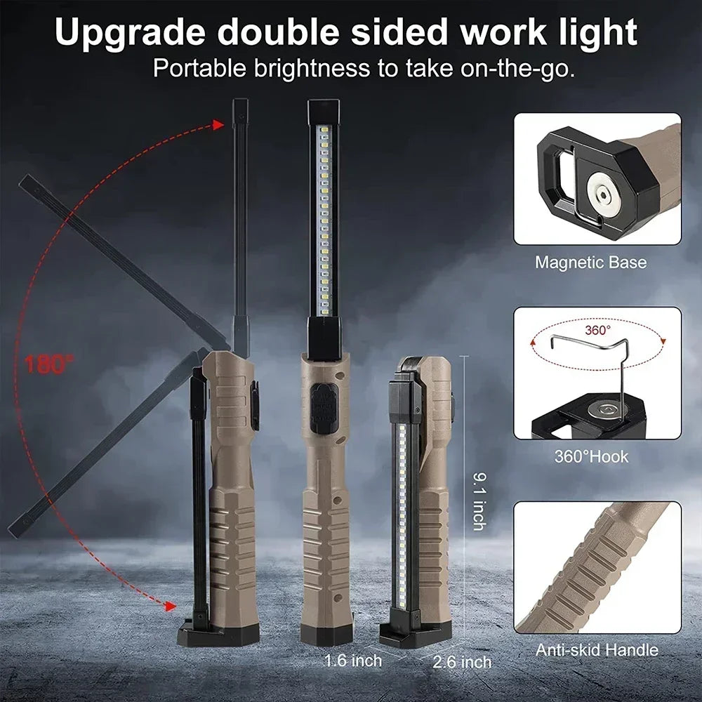 lampe travail rechargeable aimant forte lumière intense résistante choc texture antidérapante multifonction pratique