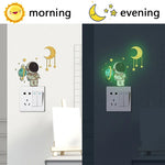 Stickers muraux astronaute lune étoiles glow noir rose vert enfants chambre