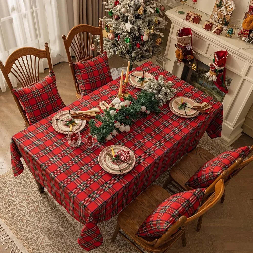 Nappe carreaux écossais rouge verte table noël classique imperméable polyester maisonextérieur