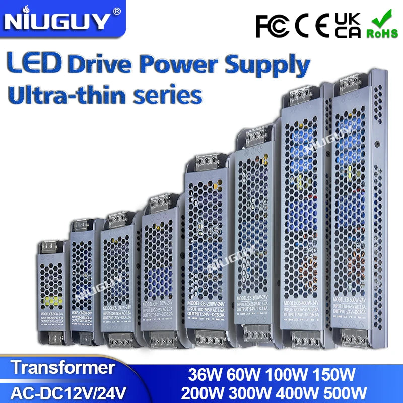 transformateur led 12v 24v 36w 60w 100w 150w 200w 300w 400w 500w câble ac
