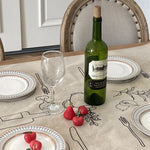 nappe table crème dessin couverts végétaux texture simple moderne minimaliste