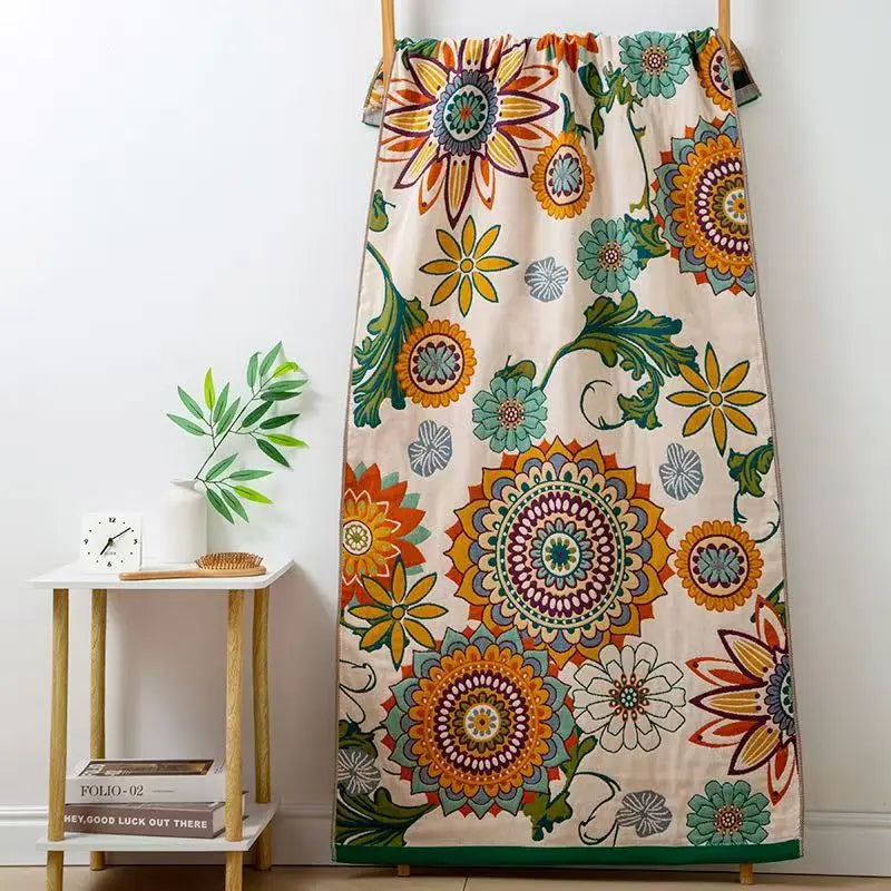rideau moderne fleuri bleu marine bordure verte machine lavable