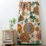 rideau moderne fleuri bleu marine bordure verte machine lavable