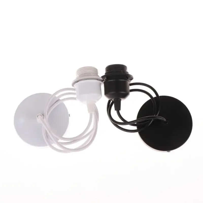 suspension lumineuse moderne noir blanc adhésif câble électrique douille disque fixation rond lisse