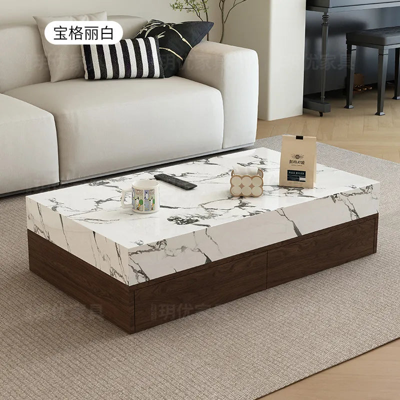 table basse moderne marbre noire minimaliste maison tasse télécommande deco 7080cm 120150cm 40cm