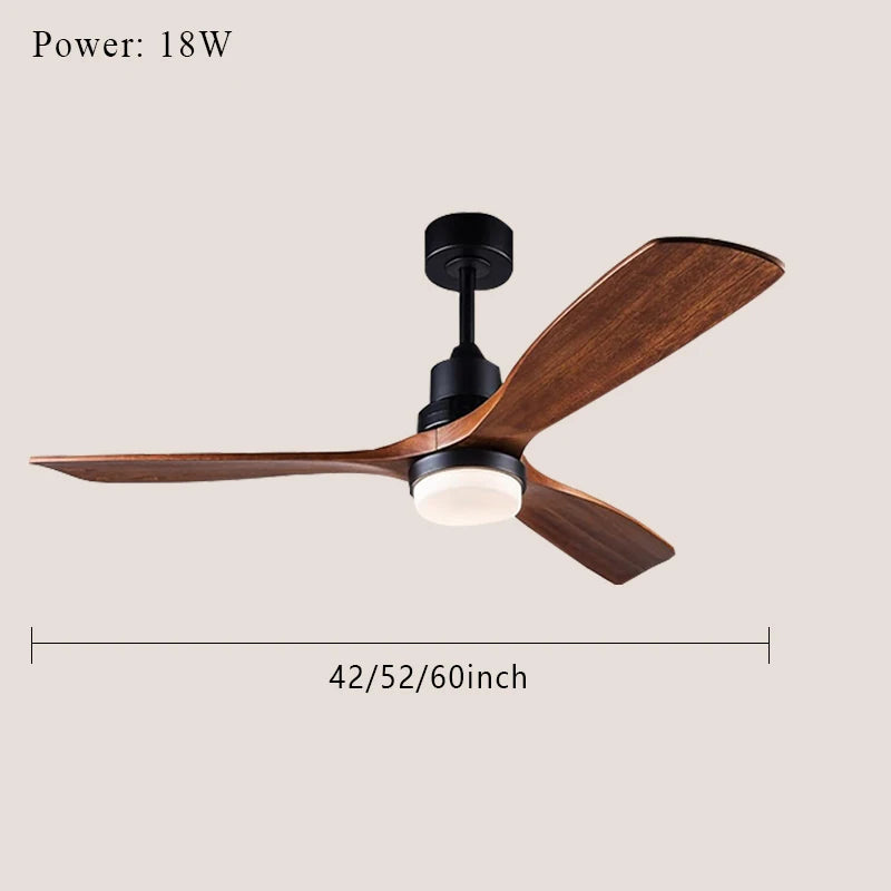 ventilateur led moderne noir bois 52 pouces télécommande certification ul ccc