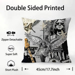 taies d'oreiller décoratives motif nirvana graphique noir blanc gris 45x45cm zip détachable