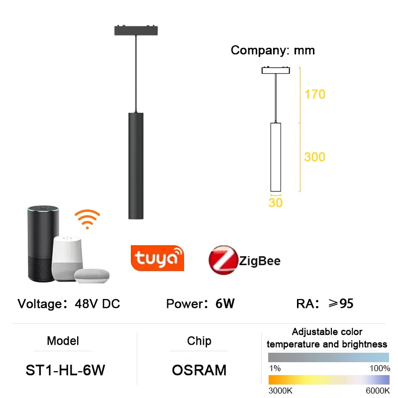 luminaire led rail magnétique noir moderne système éclairage intelligent intérieur ultra mince