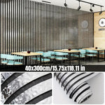 sticker mural auto adhésif texture miroir noir blanc rayures horizontales moderne autocollant