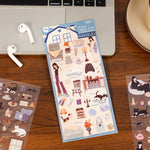 sticker autocollant transparent illustratif multicolore animaux objets ménagers personnages scrapbooking diy bricolage