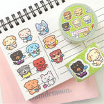 ruban adhésif kawaii dessins animés jaune rose bleu blanc mignon chiens chats personnages