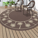 tapis rond moderne floral gris blanc marron bleu antidérapant extérieur intérieurolvable polypropylène polyester
