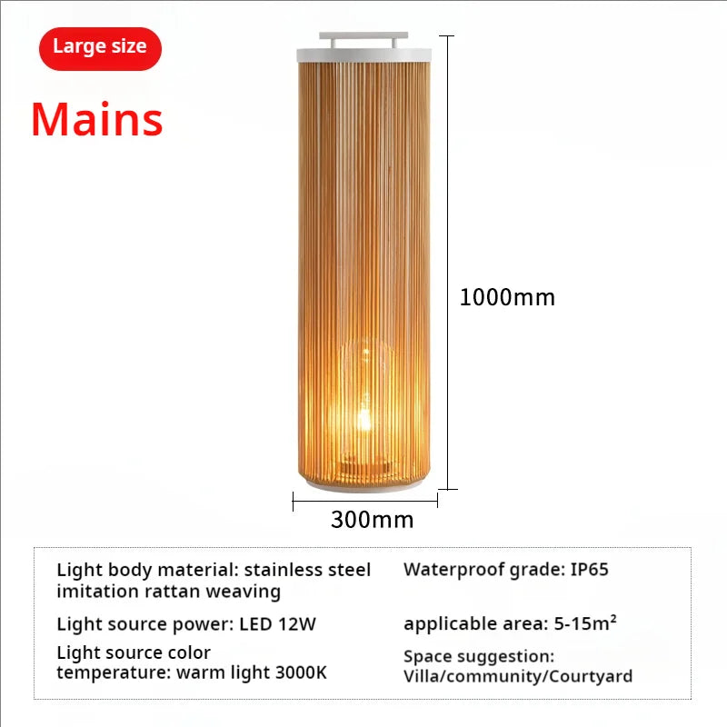 lampe solaire jardin moderne marron clair blanc rayures verticales étanche ip65 led allée patio