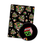 tapis minecraft personnages animaux objets pixel art noir vert bleu blanc jaune rouge adhésif