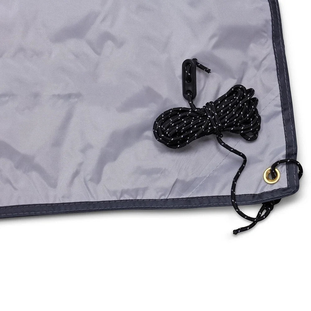 tente camping gris imperméable moderne sac transport câbles fixations