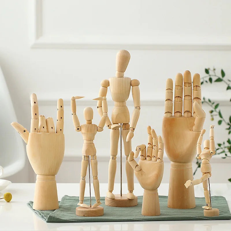 figurines articulées bois décoratives maison artistiques différentes tailles éléments accessoires