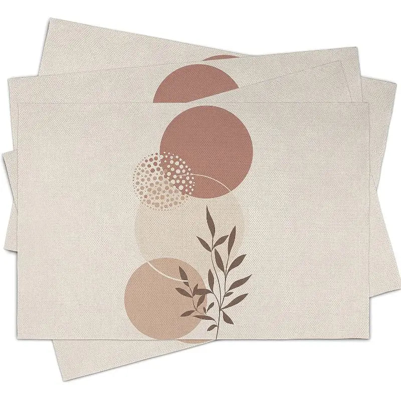 serviettes table géométriques beige rose pâle gris clair motifs feuilles modernes minimalistes