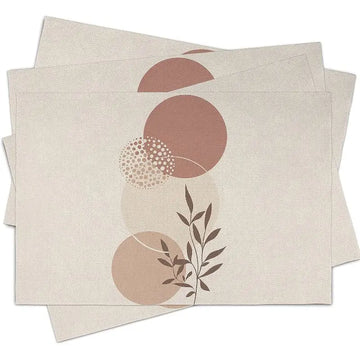 serviettes table géométriques beige rose pâle gris clair motifs feuilles modernes minimalistes