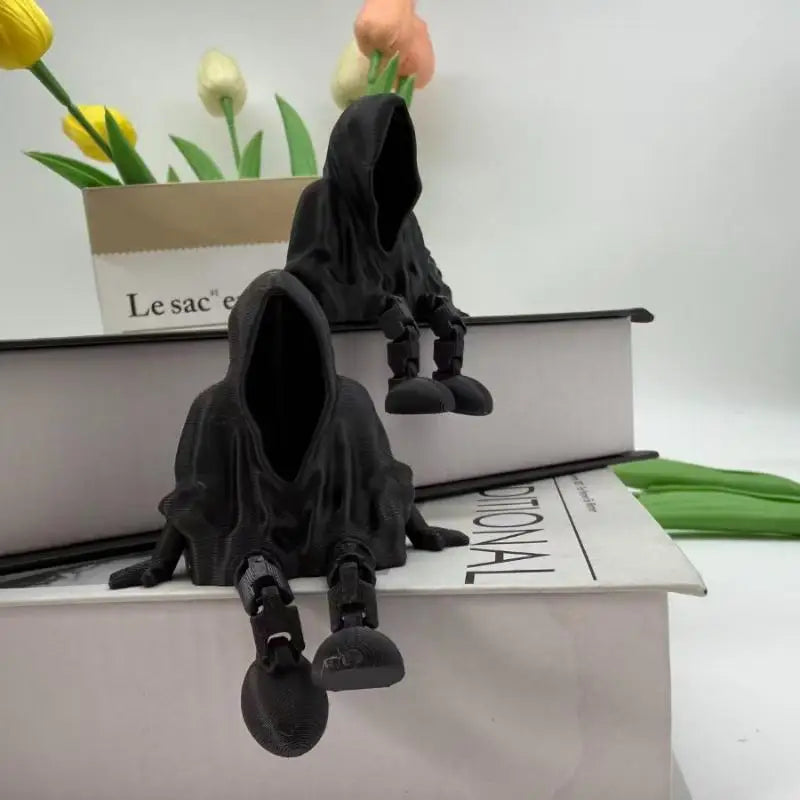 porte livres noir satiné contemporain minimaliste ornement maison décoration intérieure élégante fixations adhésives