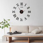 horloge murale moderne 40cm quartz chiffres romains classique décoration intérieure salon noir doré argenté