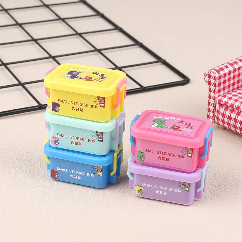 boîtes rangement jaune bleu rose violet dessins animés enfant poignées couvercles contemporain simulation enfants