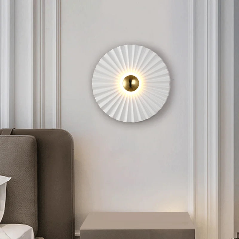 applique murale moderne blanche doré rayures concentriques éclairage led mur fixé chambre salon étude